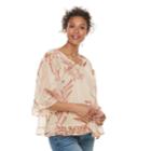 Maternity A:glow Print Chiffon Ruffled Top, Women's, Size: L-mat, Red