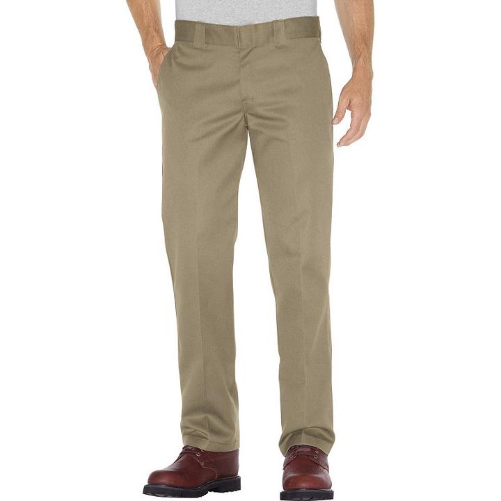 Men's Dickies Slim Straight Fit Twill Work Pants, Size: 42x32, Dark Beige