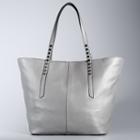 Simply Vera Vera Wang Langly Studded Leather Tote, Women's, Grey