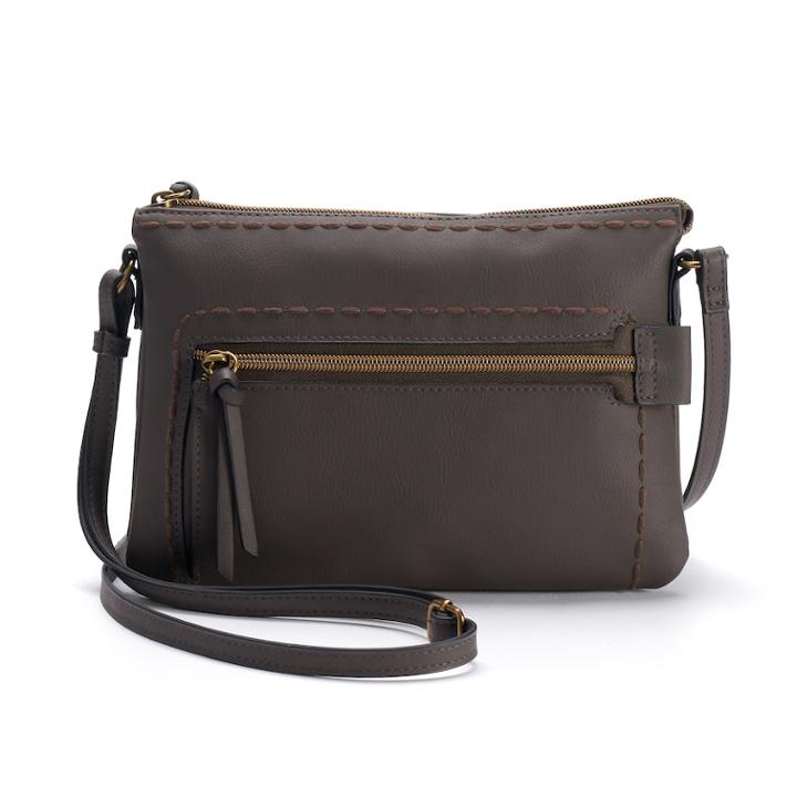 T-shirt & Jeans Top Zip Crossbody Bag, Women's, Dark Brown