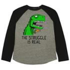 Boys 8-20 The Struggle Is Real T-rex Tee, Size: Large, Grey