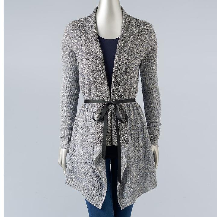 Women's Simply Vera Vera Wang Ombre Boucle Cardigan, Size: Xl, Lt Purple