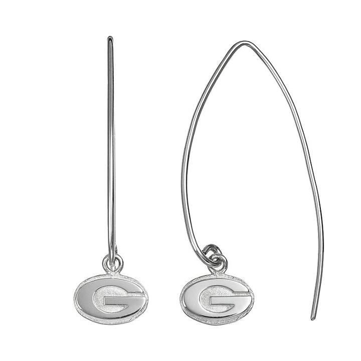 Dayna U Georgia Bulldogs Sterling Silver Hook Earrings, Women's, Grey