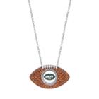 Sterling Silver Crystal New York Jets Football Pendant, Women's, Brown