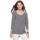 Juniors' So&reg; Lace-up Raglan Tee, Teens, Size: Xl, Grey (charcoal)