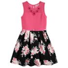 Girls 7-16 & Plus Size Knitworks Belted Floral Skater Dress With Necklace, Size: 12, Pink