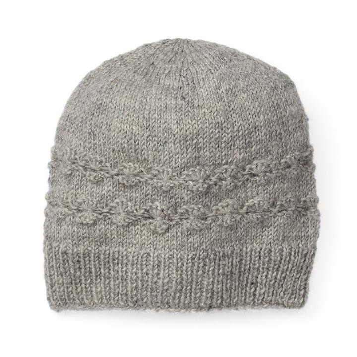 Women's Sijjl Wool Cable-knit Floral Beanie, Grey