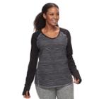 Plus Size Tek Gear&reg; Printed Long Sleeve Tee, Women's, Size: 2xl, Black