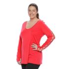 Plus Size Wild Majesty Lace-up High-low Tee, Women's, Size: 2xl, Brt Pink