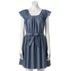 Women's Lc Lauren Conrad Frayed Chambray Fit & Flare Dress, Size: Xs, Light Blue