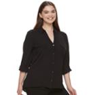 Juniors' Plus Size Candie's&reg; Solid Lace Crepe Blouse, Teens, Size: 2xl, Black