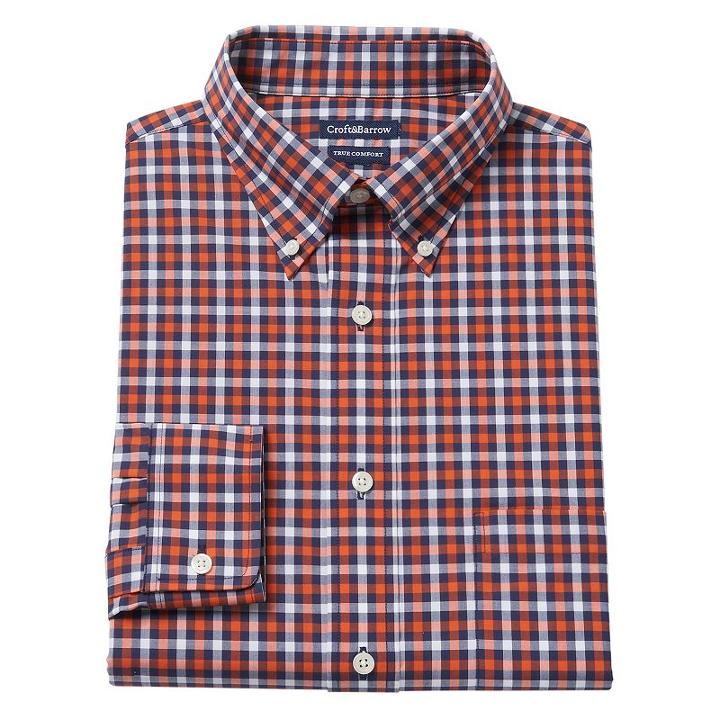 Big & Tall Croft & Barrow&reg; True Comfort Regular-fit Dress Shirt, Men's, Size: 19 36/7t, Med Orange