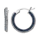 Silver Luxuries Crystal Hoop Earrings, Women's, Blue