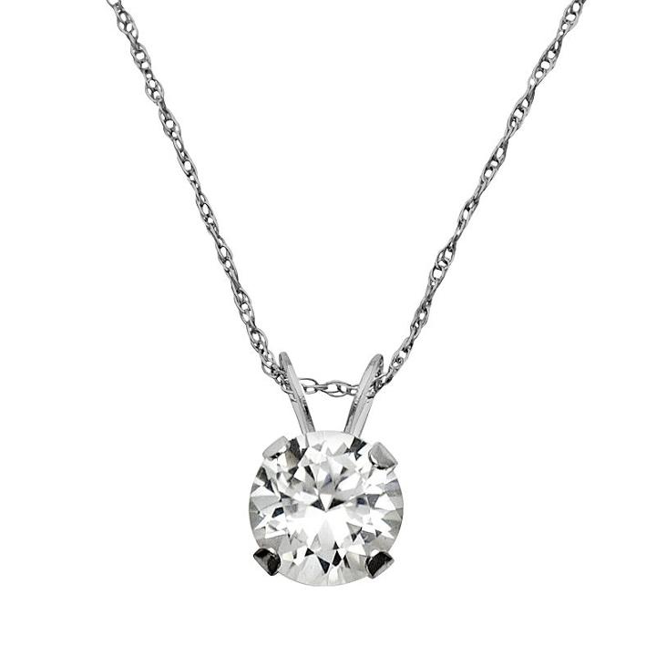 10k White Gold Lab-created White Sapphire Pendant, Women's, Size: 18