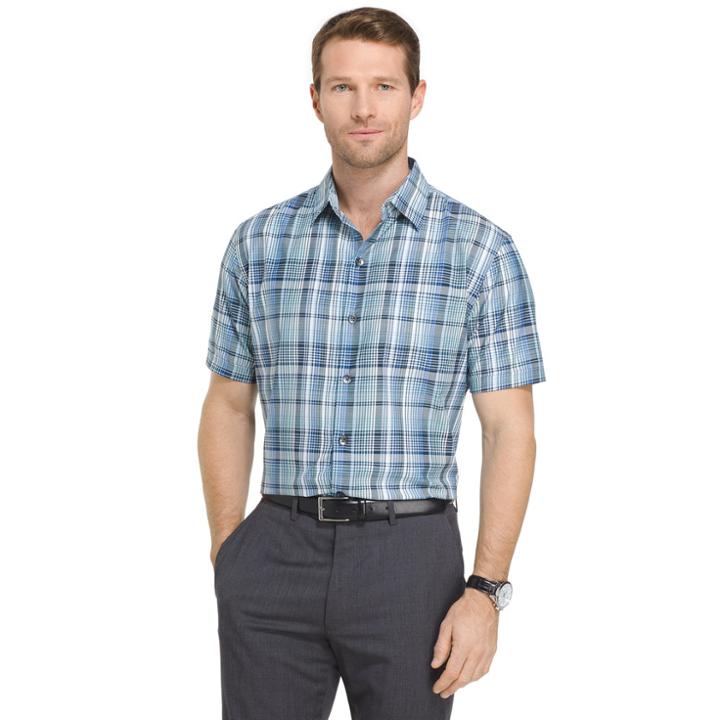 Big & Tall Van Heusen Air Wovens Classic-fit Poplin Performance Button-down Shirt, Men's, Size: Xxl Tall, Turquoise/blue (turq/aqua)
