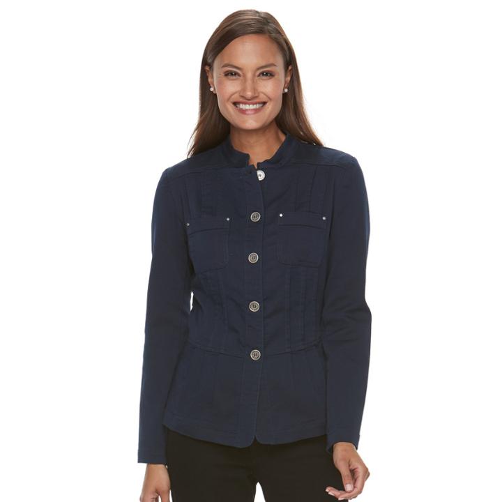 Women's Croft & Barrow&reg; Utility Jacket, Size: Xxl, Blue (navy)