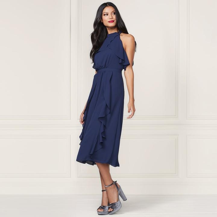 Lc Lauren Conrad Runway Collection Ruffle Midi Dress - Women's, Size: 16, Dark Blue