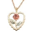 Black Hills Gold Tri-tone Flower Heart Pendant Necklace, Women's, Size: 18, Yellow