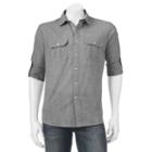 Men's Apt. 9&reg; Modern-fit Crosshatch Roll-tab Button-down Shirt, Size: Small, Black