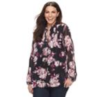 Plus Size Apt. 9&reg; Woven Print Blouse, Women's, Size: 2xl, Wine Smudge Floral