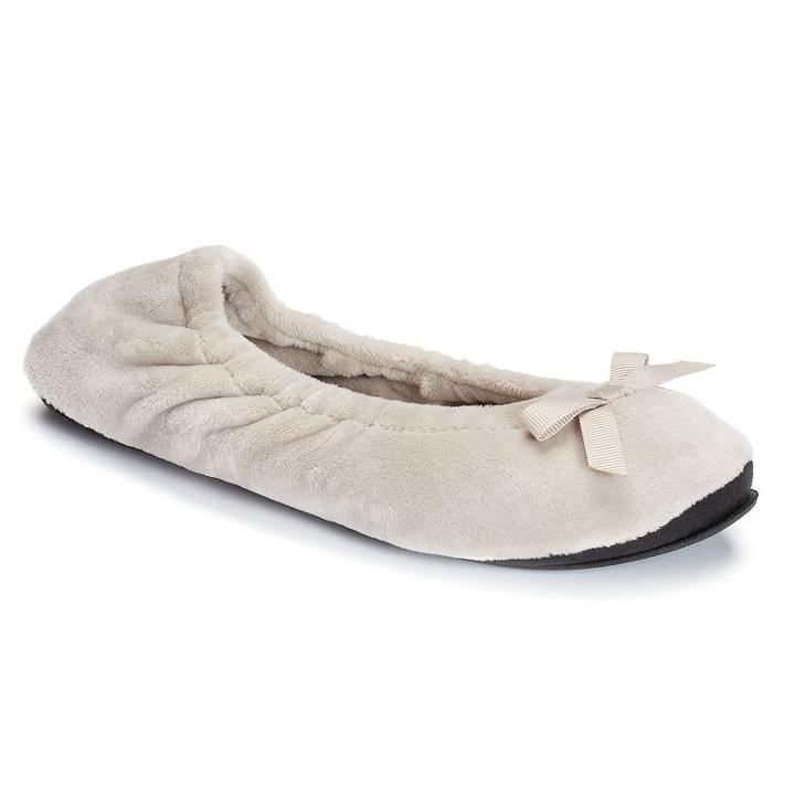 Dearfoams Women's Velour Ballet Bow Slippers, Size: Small, Dark Grey