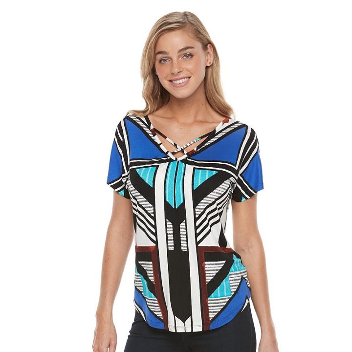Women's Apt. 9&reg; Strappy V-neck Tee, Size: Xxl, Blue