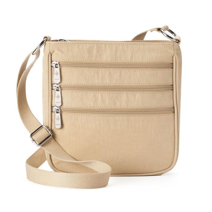 Mondo Triple Zip Crossbody Bag, Women's, Beig/green (beig/khaki)