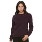 Women's Apt. 9&reg; Embellished Sweatshirt, Size: Large, Purple