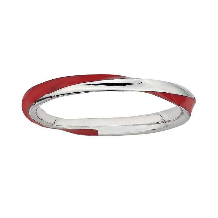 Stacks And Stones Sterling Silver Red Enamel Twist Stack Ring, Women's, Size: 8