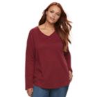 Plus Size Sonoma Goods For Life&trade; Essential V-neck Tee, Women's, Size: 1xl, Dark Red
