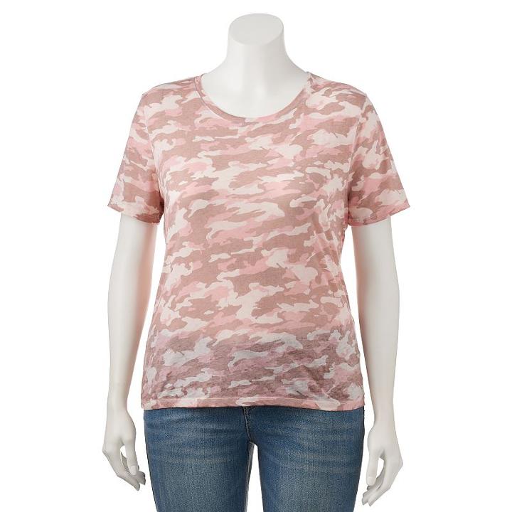 Juniors' Plus Size Mudd&reg; Washed Crewneck Tee, Teens, Size: 1xl, Lt Orange