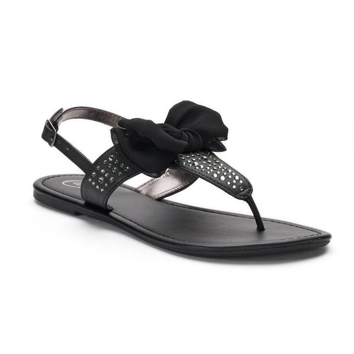 Women's Candie's&reg; Bow T-strap Sandals, Size: Large, Black