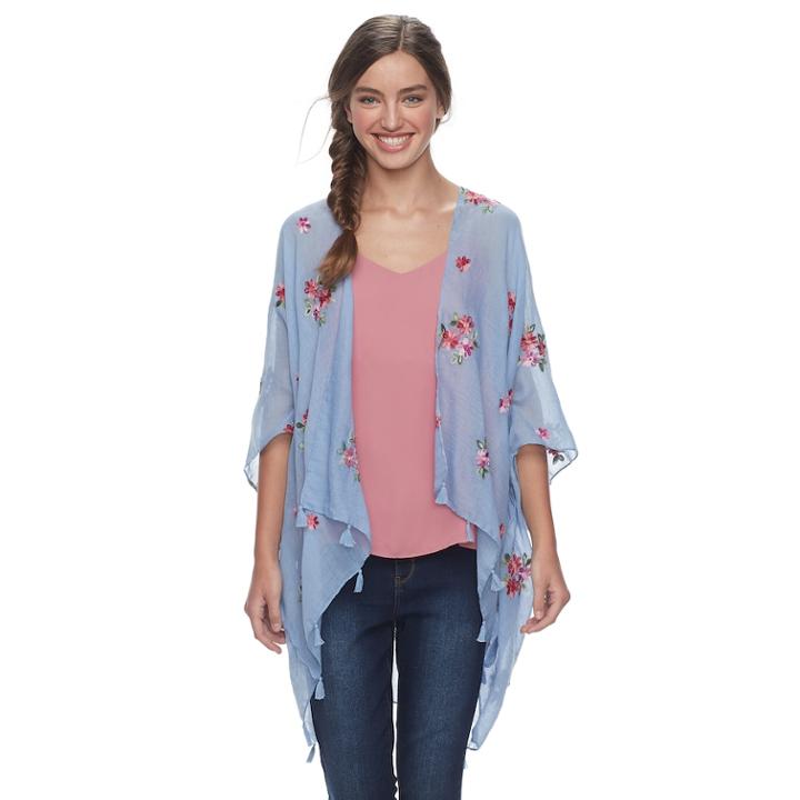 Mudd&reg; Embroidered Floral Wrap, Women's, Blue