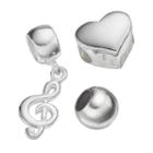 Individuality Beads Sterling Silver Heart Bead And Trebel Clef Charm Set, Women's, Grey