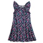 Girls 4-10 Jumping Beans&reg; Pom-pom Ruffle Trim Patterned Raglan Flutter Dress, Size: 6x, Blue
