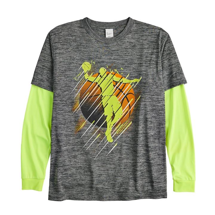 Boys 8-20 Tek Gear&reg; Graphic Mock-layer Tee, Size: Large, Grey