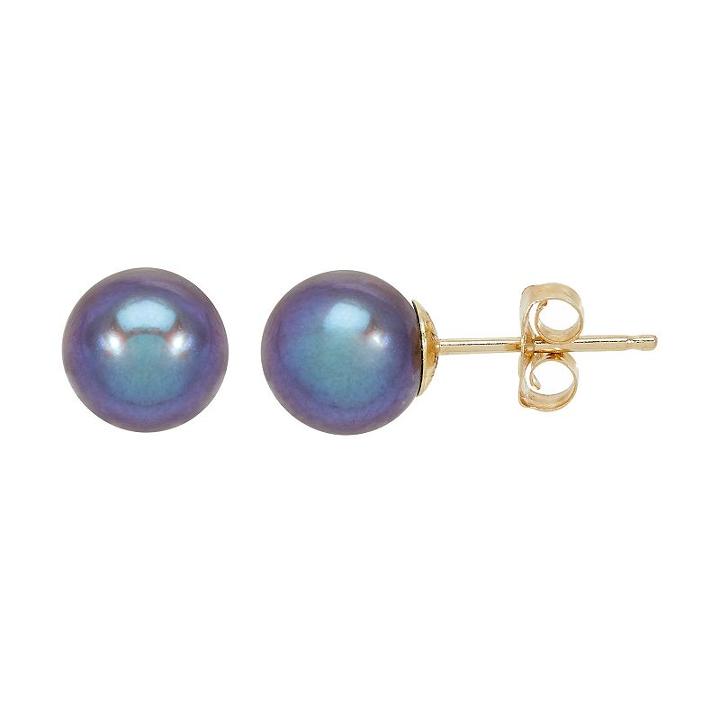 Freshwater By Honora 7 Mm Dyed Freshwater Cultured Pearl Earrings, Women's, Black