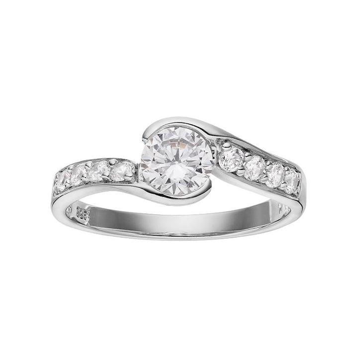 Primrose Sterling Silver Cubic Zirconia Bypass Ring, Women's, Size: 9, Grey