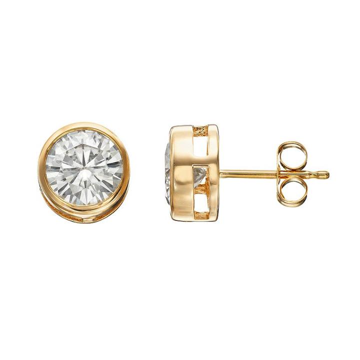 Forever Brilliant 2 Carat T.w. Lab-created Moissanite 14k Gold Solitaire Earrings, Women's, White