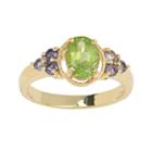 18k Gold-over-silver Peridot And African Amethyst Ring, Women's, Size: 6, Green