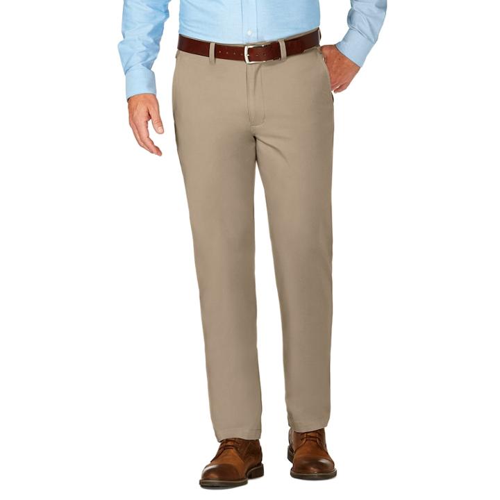 Men's J.m. Haggar Luxury Comfort Slim-fit 4-way Stretch Flat-front Casual Pants, Size: 30x32, Beige