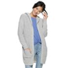 Juniors' Almost Famous Lace-up Back Hooded Cardigan, Teens, Size: Small, White