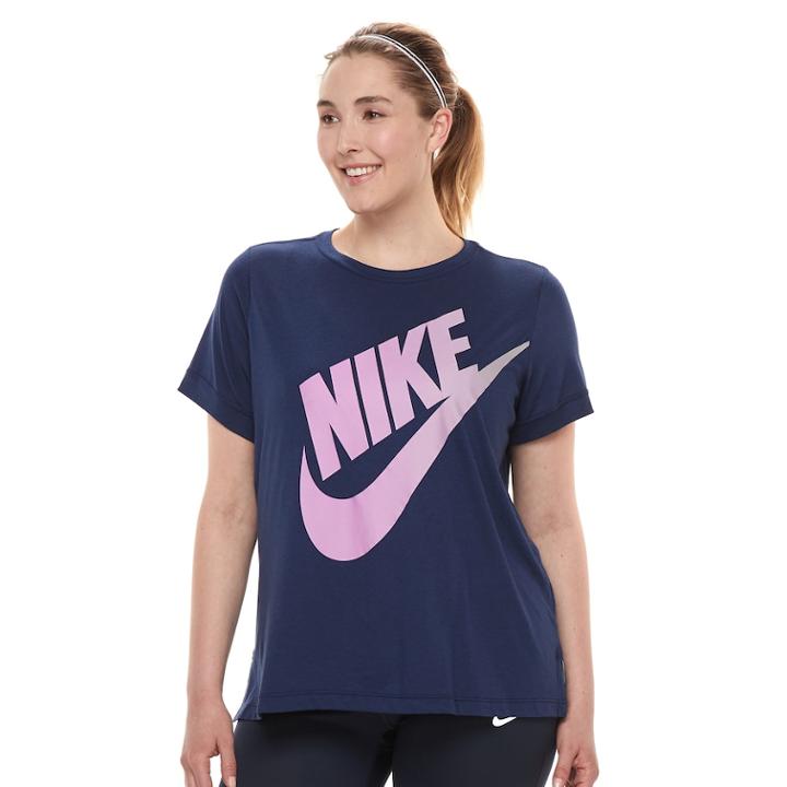 Plus Size Nike Short Sleeve Logo Tee, Women's, Size: 1xl, Med Blue
