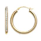 Crystal 14k Gold-bonded Sterling Silver Inside-out Hoop Earrings, Women's, White