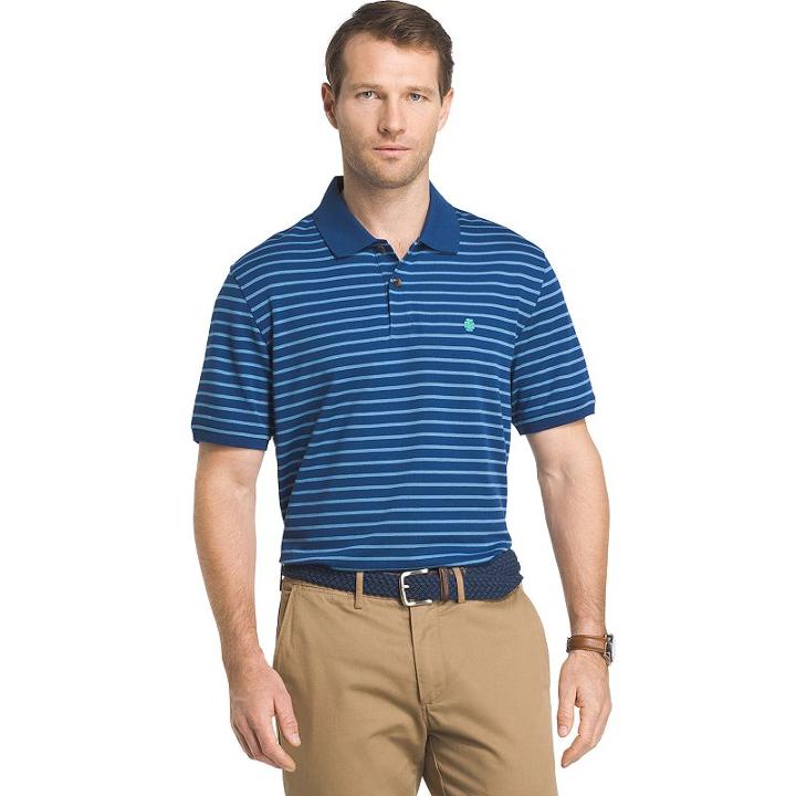 Men's Izod Sportflex Classic-fit Feeder-striped Performance Polo, Size: Medium, Brt Blue