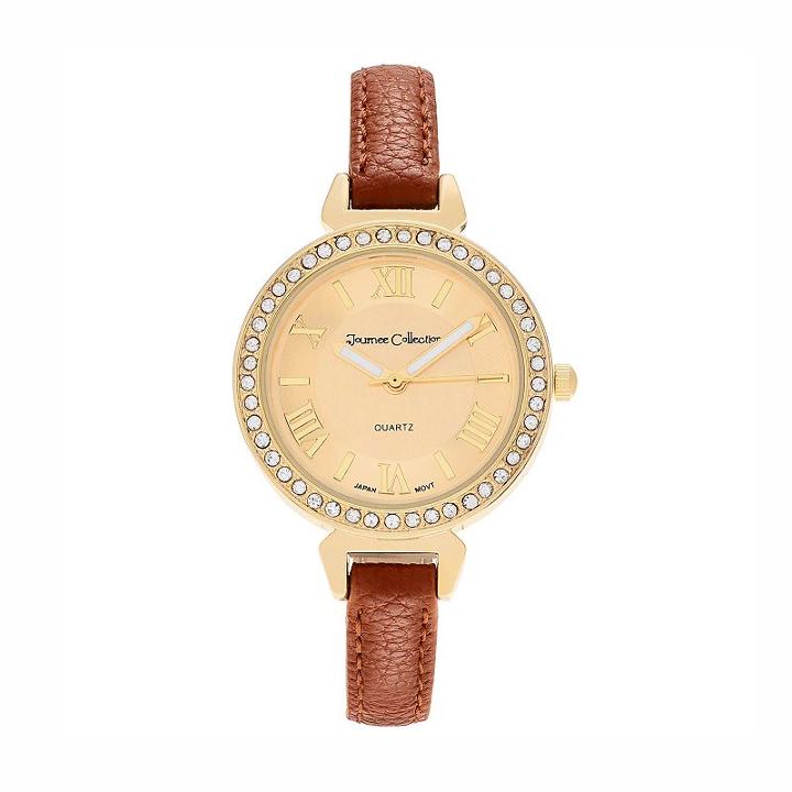 Journee Collection Women's Crystal Watch, Brown