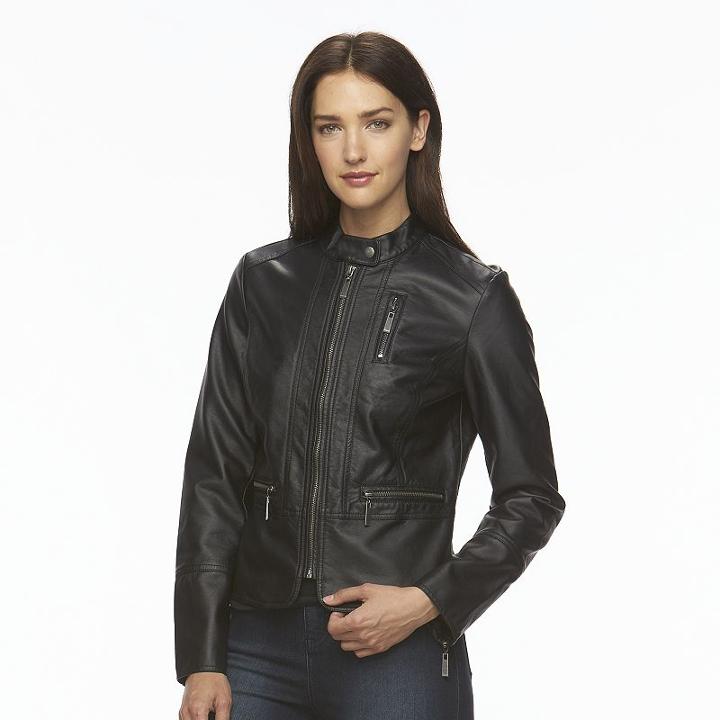 Women's Apt. 9&reg; Faux-leather Peplum Jacket, Size: Xl, Black