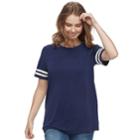 Juniors' Pink Republic Striped-sleeve Tee, Teens, Size: Xl, Med Blue