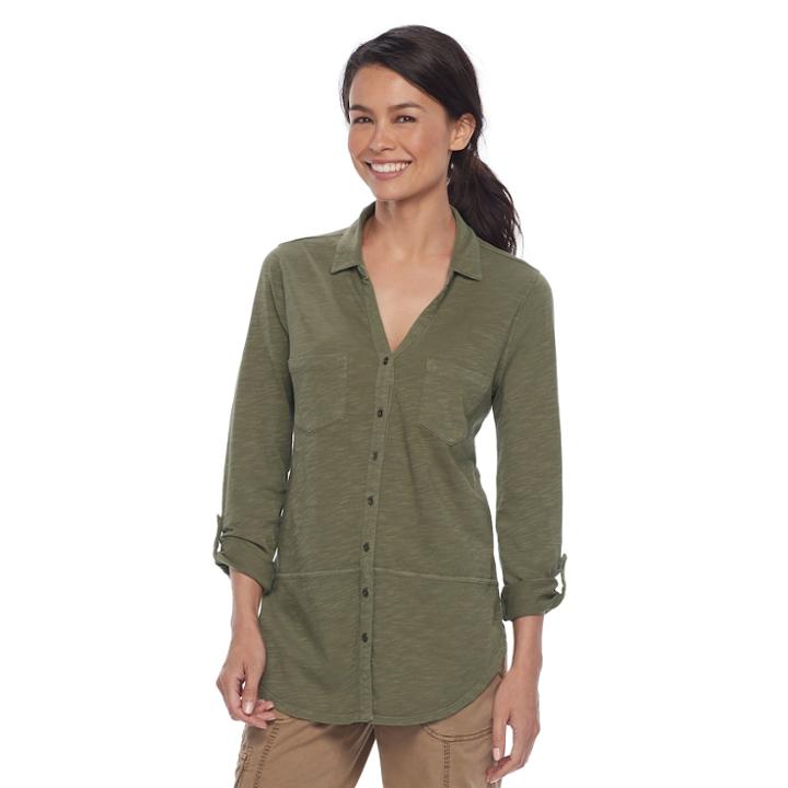 Petite Sonoma Goods For Life&trade; Utility Tunic, Women's, Size: M Petite, Green