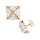 14k Gold-bonded Sterling Silver Crystal Pyramid Stud Earrings, Women's, White